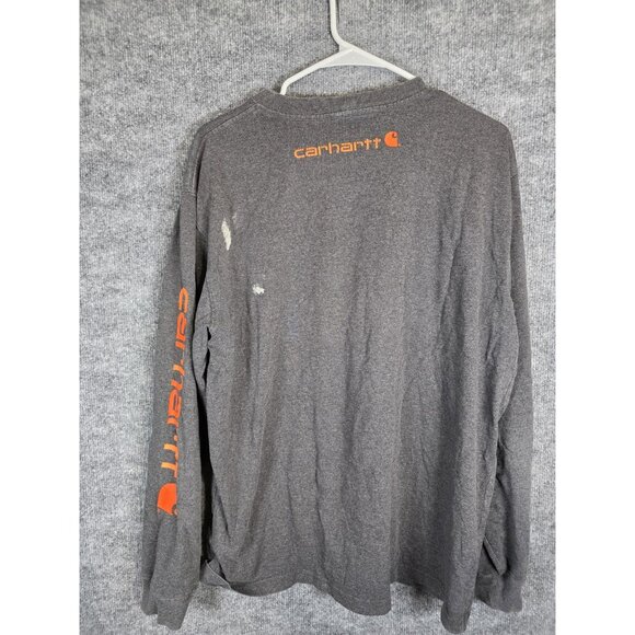 Carhartt Shirt Mens Medium Gray Long Sleeve Logo Workwear K231 Stains Damage - Picture 8 of 9
